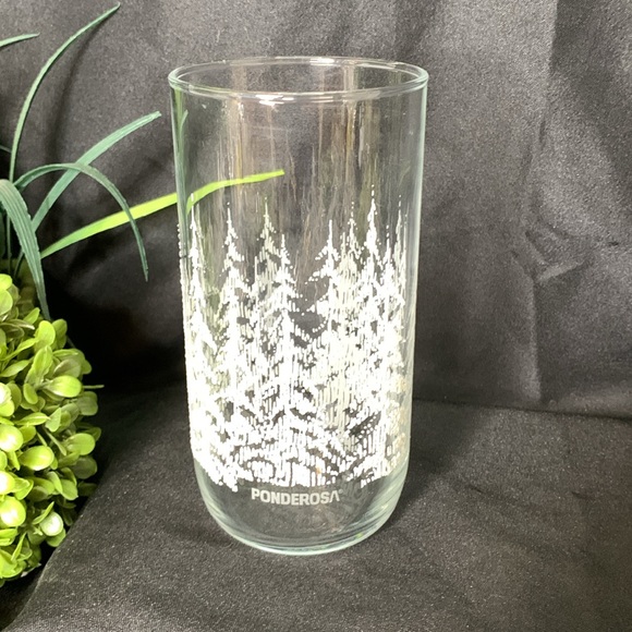 Set of 5 VTG Ponderosa Steak House embossed “Frosted” Pines Glasses / tumblers - Picture 9 of 10